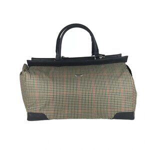 Diane von Furstenberg Womens Multicolor Plaid Pockets Double Handles Duffle Bag